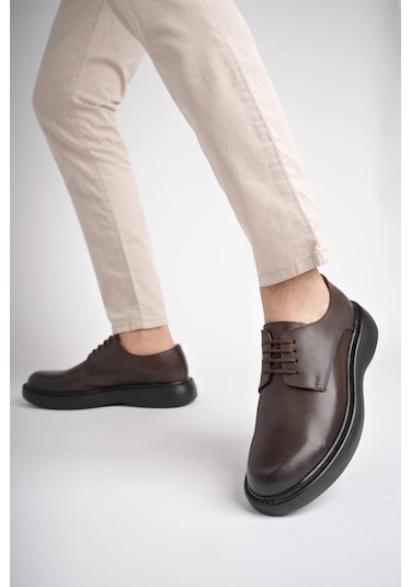 Muggo Smith Garantili Günlük Klasik Hakiki Deri Casual Rahat Ortopedik Kalın Taban Erkek Ayakkabı Kahverengı Kahverengi