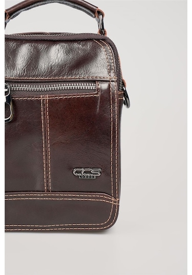 Ççs 31609 Hakiki Deri El Omuz Çantası Kahverengi
