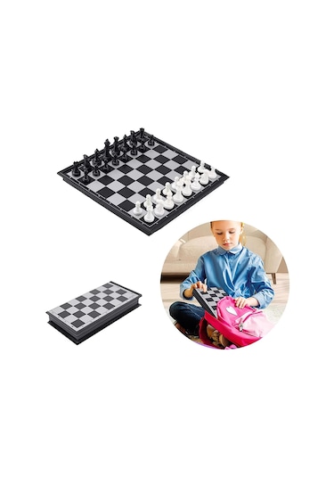 Klasik Katlanır Manyetik Satranç Takımı Okullar & Seyahat İçin Satranç Takımı 2li Dama Satranç Seti