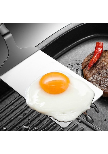 Ahşap Saplı Paslanmaz Çelik Barbekü Plaka Izgara Kazıyıcı Gözleme Spatula