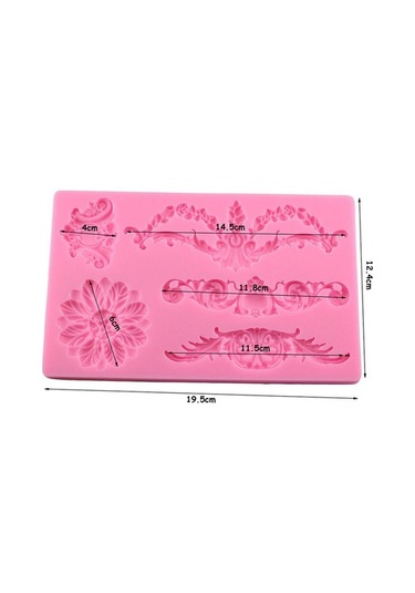 Dancemonkey Cf394 Kek Bordür Çiçekli Fondan Kalıp, Silikon - İçin Mükemmel Pembe