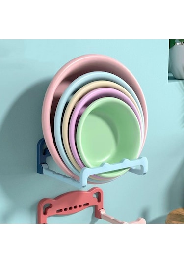 Lemestar Duvar Tipi Gömme Deliksiz Yıkama Tabağı Rafı, Banyo Tabağı Saklama Rafı, Çok Fonksiyonlu Ev Kullanıma Uygun Mavi 2 Adet Mavi