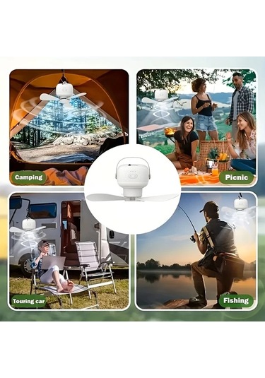 Xuweiwei Beyaz Usb Şarj Edilebilir Taşınabilir Vantilatör Ve Lamba 3 Hız Ayarlanabilir Eğim Çift Asma Masa Tasarımı