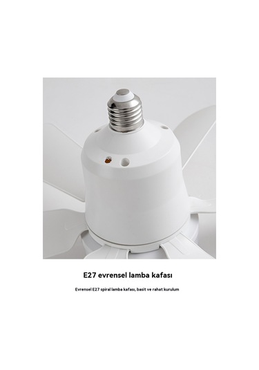 Aurora Fan Lambasıgüçlü Tonluışık Sessiz Beşyapraklı Küçük Tavan Vantilatörülambası Beyaz