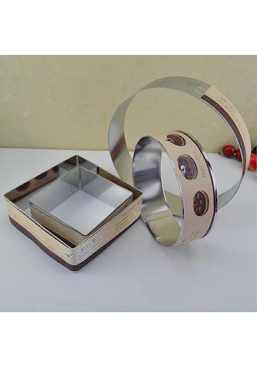 Paslanmaz Çelik Yuvarlak Kare Kek Halkası Kalıbı Mus Kesici Kendin Yap Dekorasyon Aracı Çok Renkli