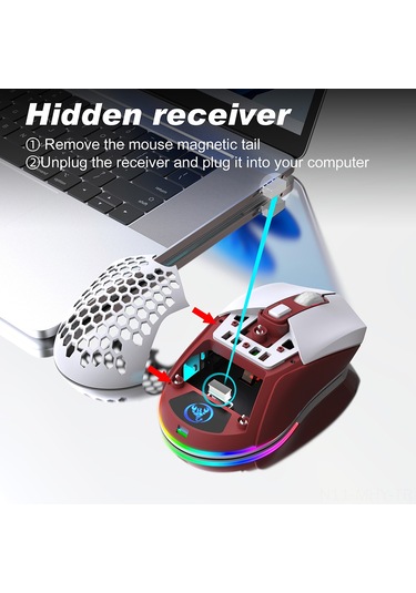 Monyee T28 Çift Modlu Kablosuz Oyun Faresi: 4800dpı, Rgb Aydınlatma, Hafif Tasarım, Değiştirilebilir Kapak Diğer