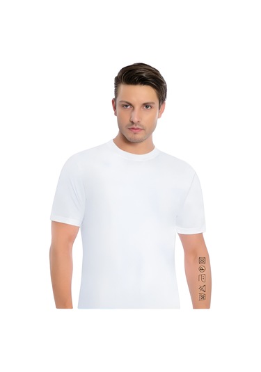 Erkek Modal Sıfır Yaka Kısa Kol T-shirt 3'lü Paket 3042 Beyaz