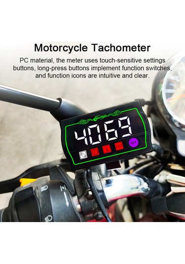 Vkemall Motosiklet Çok Fonksiyonlu Tachometre: S7 Su Geçirmez, Arıza Tanı, Saat, Kronometre, Rpm Ve Sıcaklık Gösterimi
