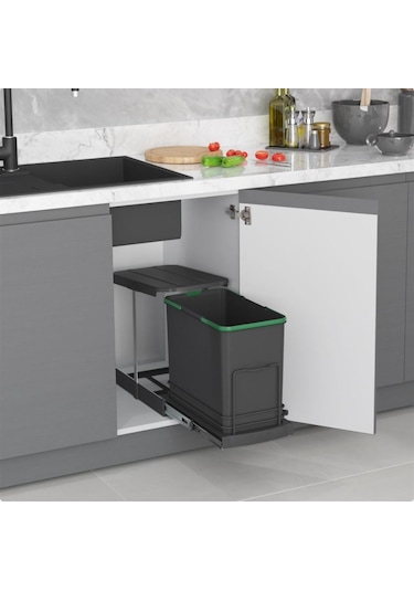 Starax S-2571 Raylı Plastik Gövde Çöp Kovası Antrasit 24 L Antrasit