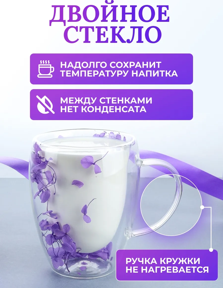 Miland Home Çiçek Desenli Çift Tabanlı Kupa 296746215 Violet