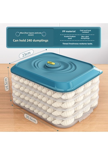 Yifomall Ev Çekirdekli Yiyecek Muhafazası: 4 Katlı, 240 Adet Manti/su Böreği Depolama Kutusu, Tamamen Kapalı, Donma Hızlandırıcı, Taze Tutucu, Buzdolabı Özel Tiffany Mavisi Diğer