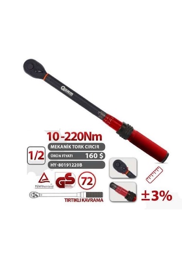 Ht- Arm 1/2 10 220 Nm Cırcırlı Tork Kolu Anahtarı