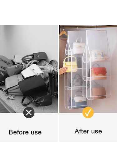 Sones Çanta Saklama Askılı Çanta Gardırop Askılı Toz Geçirmez Kumaş Saklama Çantası, Özellikler: 8 Cepli Gri Diğer
