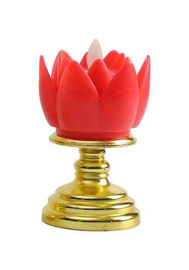 Led Elektronik Mum Lotus Lambası Dekoratif Işıklar Kırmızı Pembe Siyah