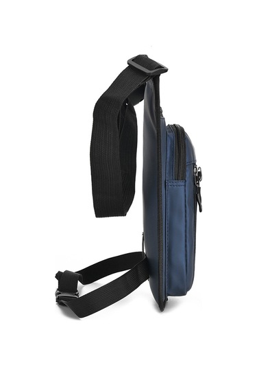 Singree Motosiklet Bacak Çantası - Mavi Pu Deri, 31x18x2cm Boyutlarında