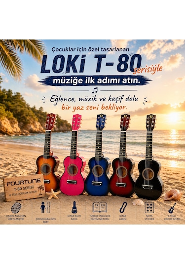 Fourtune Loki T-80SB 6 Telli Sunburst Çocuk Gitarı Gerçek Ağaç