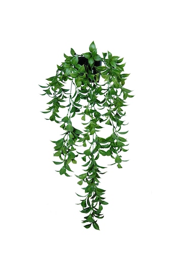 Yapay Çiçek Siyah Saksılı Sarkan Bitki FEJKA Yeşil