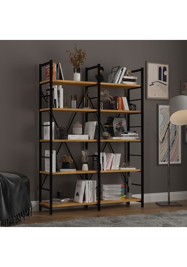 6 Raflı Metal Kitaplık İki Modül-metalk02-petra