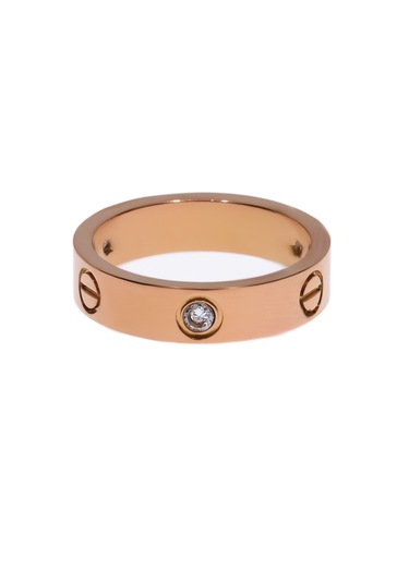 Unisex Love Model Taş Detay Rose Gold Çelik Yüzük Rose Gold
