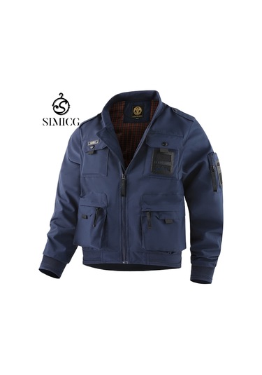 Su Geçirmez Kargo Çok Cepli Askeri Erkek Ceketi Beyaz