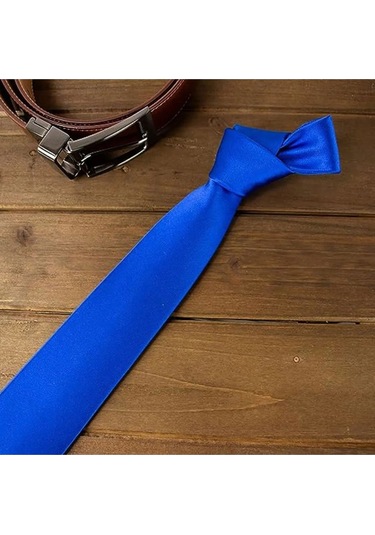 Tezzgelsin Erkek Saten Kravat ve Mendil Set Saks Mavisi Saks