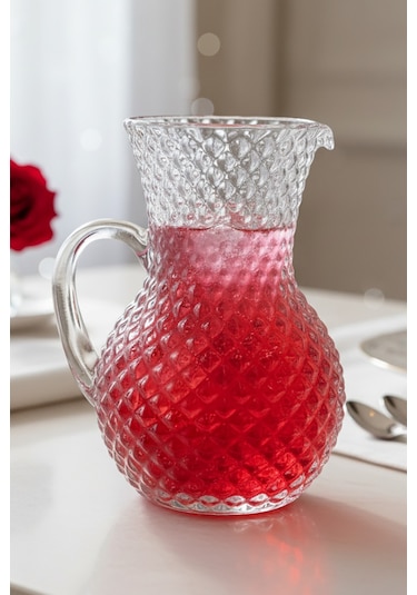 Grandora 2 Litre Şık Dekorlu Cam Sürahi Buzlu Desen, Premium Kalite