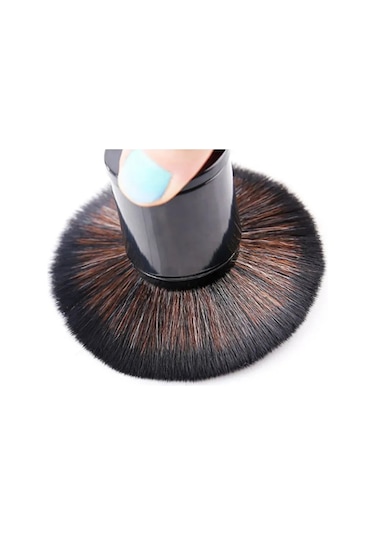 Wezone Portatif Plastik Saplı Yarıçaplı 3.5cm Yumuşak Yabani Fiber Make-up Fırçası Siyah/pembe