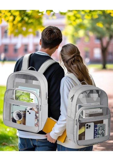 Tenfowee Şeffaf Oxford-pvc Çift Askılı Çanta, Geniş Hacimli Ana Bölme, İç Cep, Ön Bölmeler Ve Mesh Yan Çantalar İle Okul, Konser, Spor Ve Seyahatler İçin Dayanıklı Tasarım