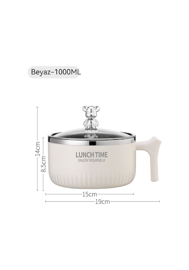 Tuomeng 304 Paslanmaz Çelik Hazır Erişte Kapaklı Kase, Saplı Yuvarlak Öğle Yemeği Kutusu, Yalıtımlı Öğle Yemeği Kutusu