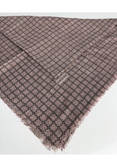Eripek Desenli Flamalı Keten Eşarp- 06112 Pudra