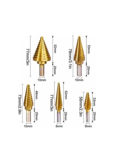Pazly Titanyum Kaplama Hss Kademeli Matkap Ucu Seti - 5 Adet - Metal, Ahşap Ve Plastik İçin Multifonksiyonel