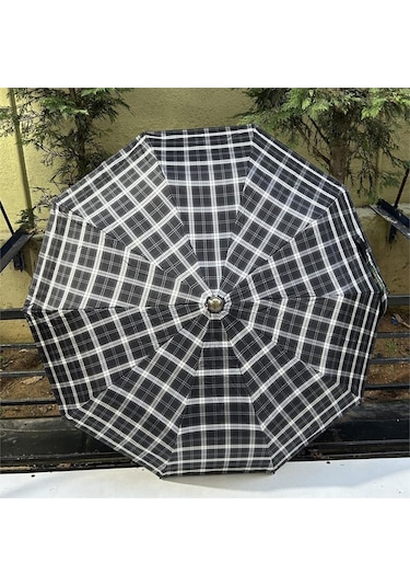April A238-l Otomatik Special Ekose A3 Şemsiye Siyah