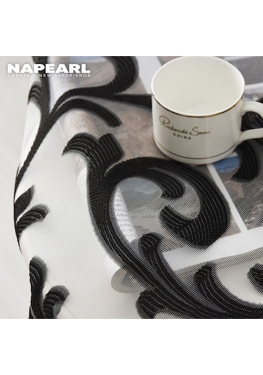Siyah 1 Pc Napearl Jakarlı Sırf Ev Dekor Için Jakarlı Tül Perde