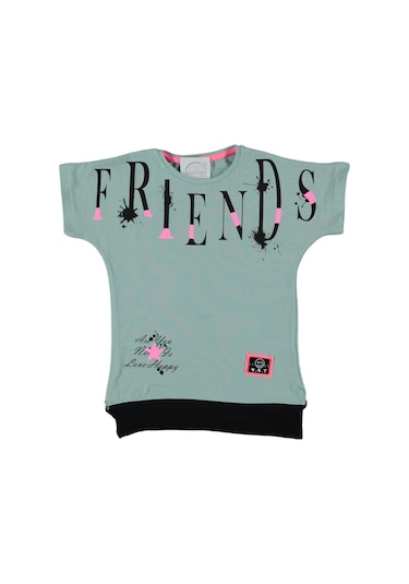 Liay Moda Frıends Baskılı Kız Çocuk Tişört Haki