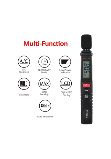 Springsun Fy8862 Kalem Tipi Gürültü Sayacı Ekran Gürültü Test Cihazı Pilsiz Siyah