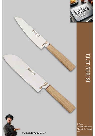 Elite Serisi Mutfak Bıçak Seti 2 Li Et Sebze Şef Bıçak Mft-216 Ceviz