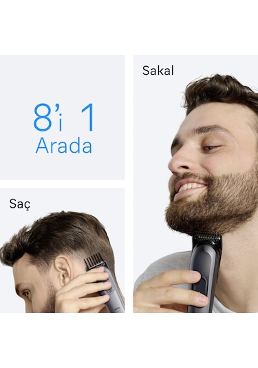 Braun Hepsi Bir Arada Series 3, 8 İ 1 Arada Tıraş Kiti, Keskin Bıçak, 14 Uzunluk, Aıo3540
