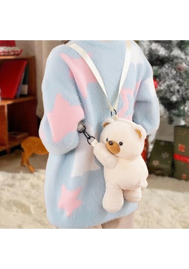 Homyl Ayarlanabilir Askı Seyahat Sırt Çantası Ile Peluş Ayı Bej