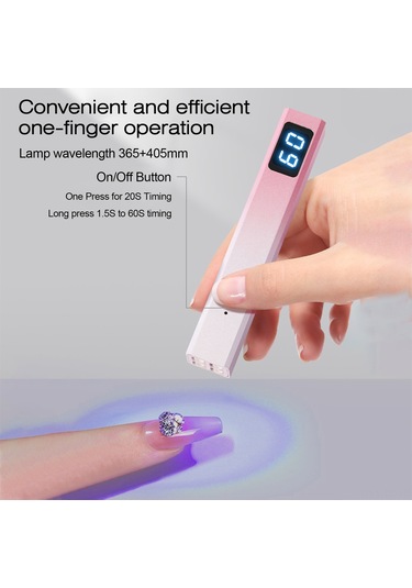 Skycity 400mah Pil Metal El Feneri, 8w 4 Kristal Led Işık, 20/60s Zamanlama, Demirici Destekli, Usb Şarjlı, Silver - Tırnak Boyama Işığı