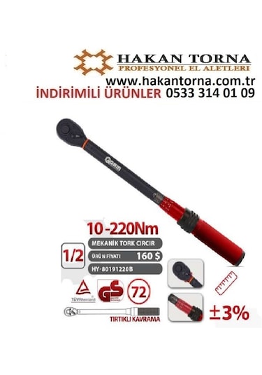 Ht- Arm 1/2 10 220 Nm Cırcırlı Tork Kolu Anahtarı