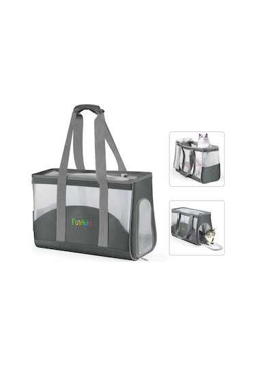 Funadd Portable Breathable Pet Bag Outdoor Shoulder Tote Bag Grey