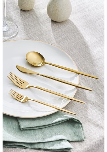 Apricot Faro Matte Gold 24 Parça 6 Kişilik Çatal Kaşık Bıçak Kutulu