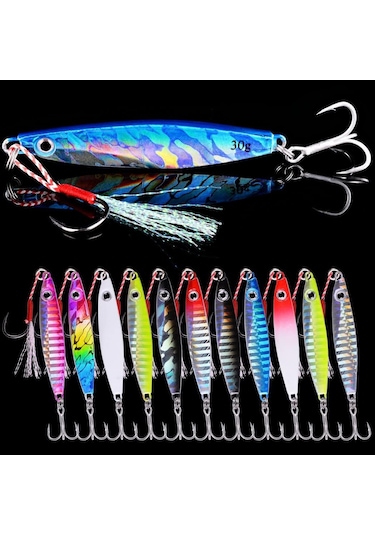 Teltree 12 Adet 17g 6cm Metal Balık Şekilli Yaban Balığı Yemi - Renkli Luya Sabit Yem, Olta Malzemesi