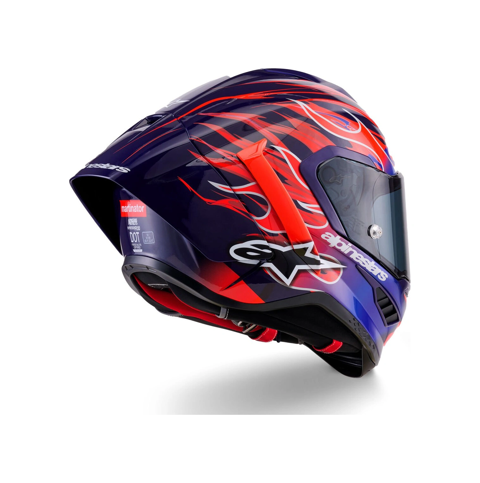 Alpinestars Supertech R10 Carbon Flyte Spor Motosiklet Kaskı Kırmızı Lacivert