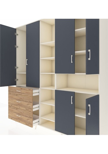 Hyperion Dolap 13 Raflı 3 Çekmeceli 6 Kapaklı 220x44x243 Aytaşı-antrasit/çam Antrasıt/atlas Çam Hyperion Dolap 13 Raflı 3 Çekmeceli 6 Kapaklı 220x44x243 Aytaşı-antrasit/çam Antrasıt/atlas Çam