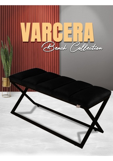 Varcera Black- Siyah Dilimli Model Puf & Bench & Koltuk & Oturma Bankı & Yatak Odası Önü