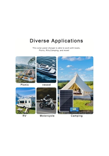 Honeybeeshop Weıhaoxı Solar Paneller 1 Monokristal Güneş Paneli 100a Şarj Kontrol Cihazı Motosiklet Tekne Karavan Kamp Ev Aydınlatma