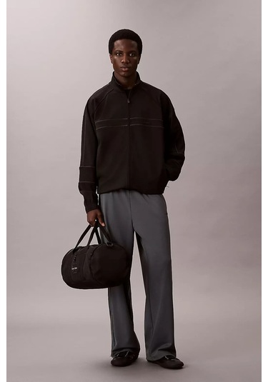 Erkek Nakış Logolu Silindir Seyahat Çantası - Siyah Black