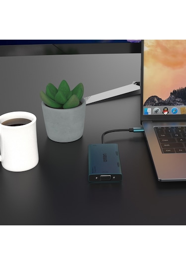 Cbtx Onten M206 4'ü 1 Arada Usb-c Hub Adaptörü Type-c - Çift Hd+vga+3,5mm Video Dönüştürücü Desteği 4k / 60hz