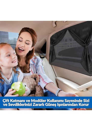 Glanz Araç Yan Cam Perdesi Mıknatıslı Oto Güneşlik 2 Adet